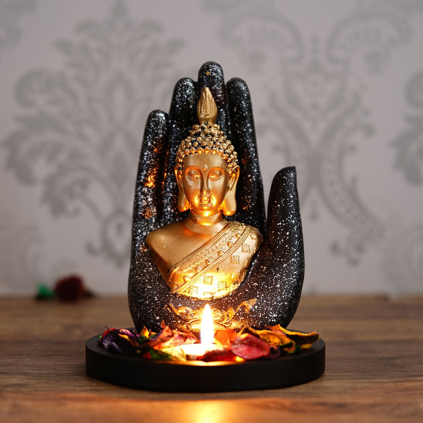 Golden Silver Handcrafted Palm Buddha
