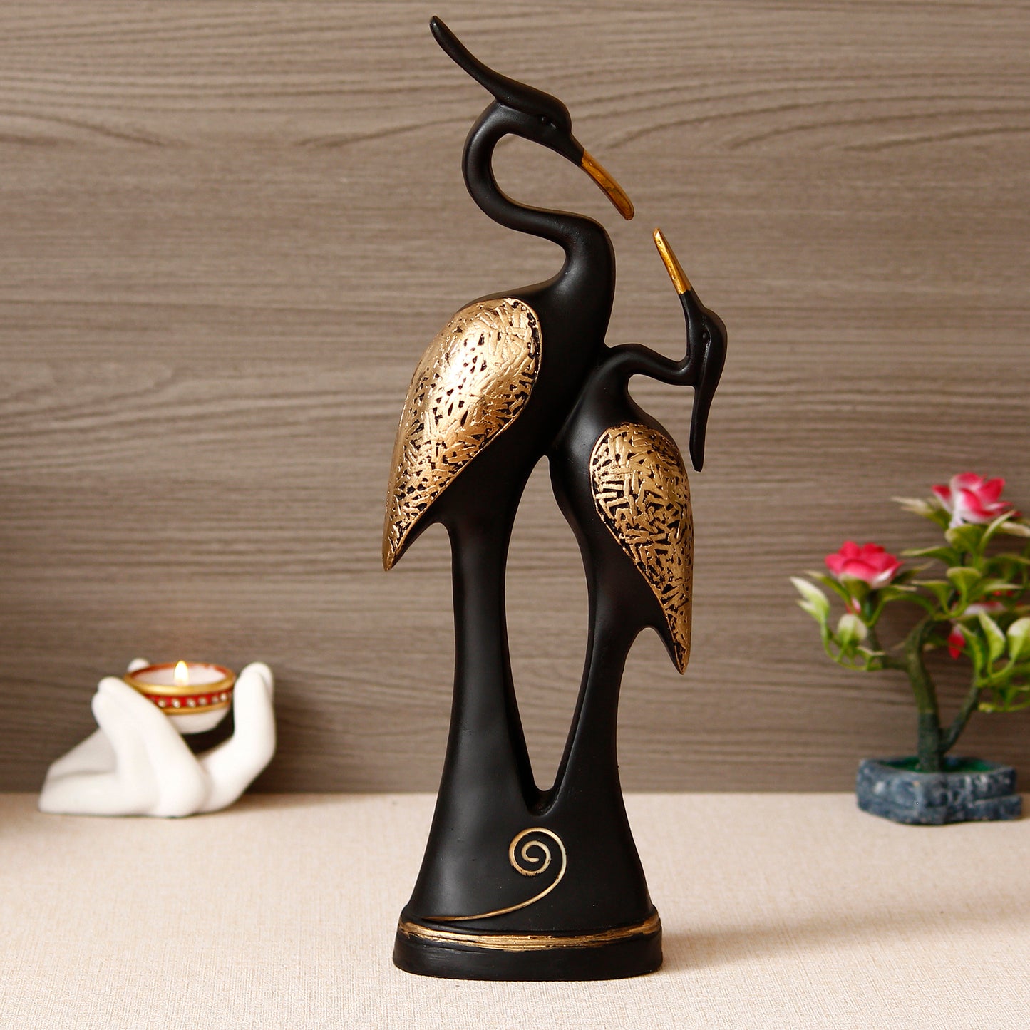 Black Loving Swan Couple Showpiece