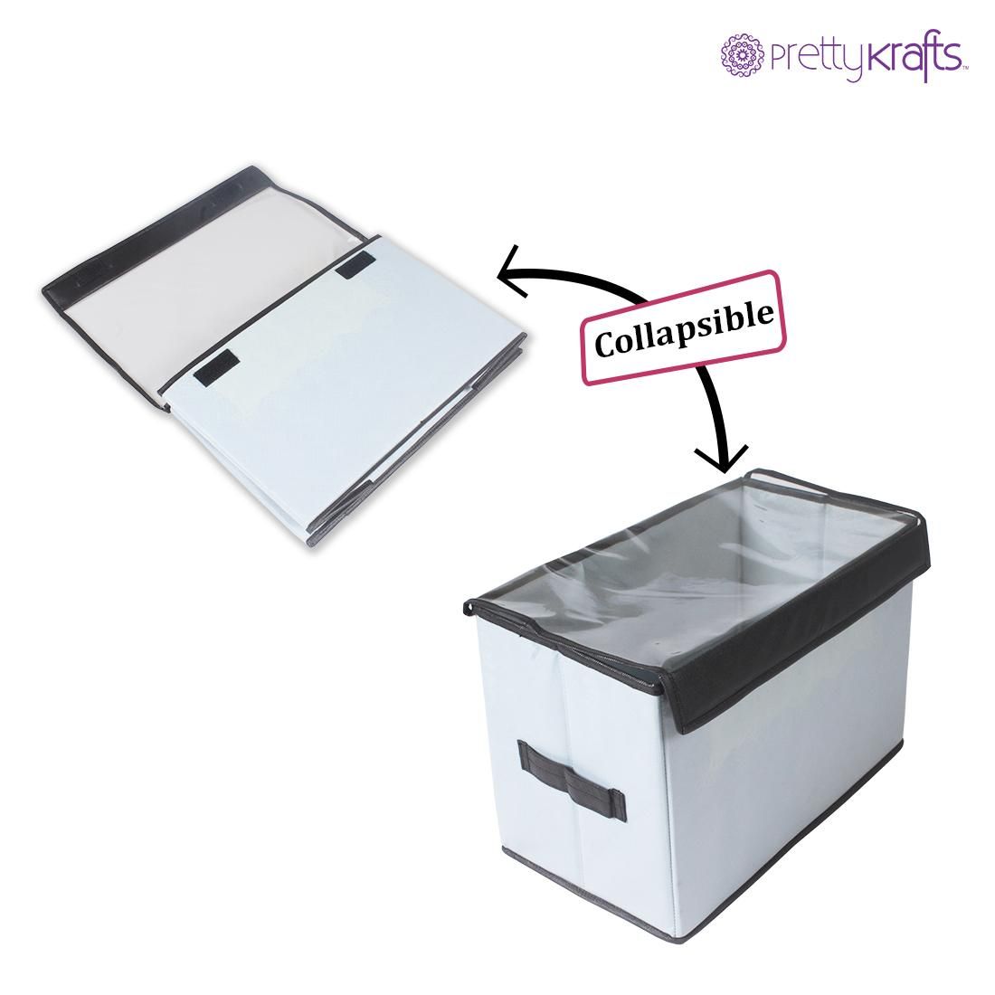 Multi-Purpose Collapsible Storage Organizer with Transparent Lid
